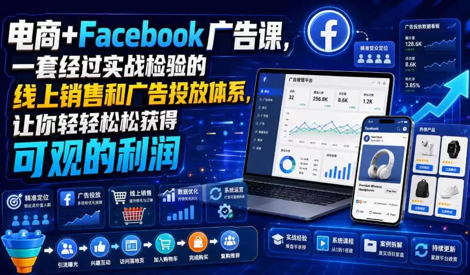 电商+Facebook广告课，一套经过实战检验的线上销售和广告投放体系，让你轻轻松松获得可观的利润【原创双语字幕】|青心网创站