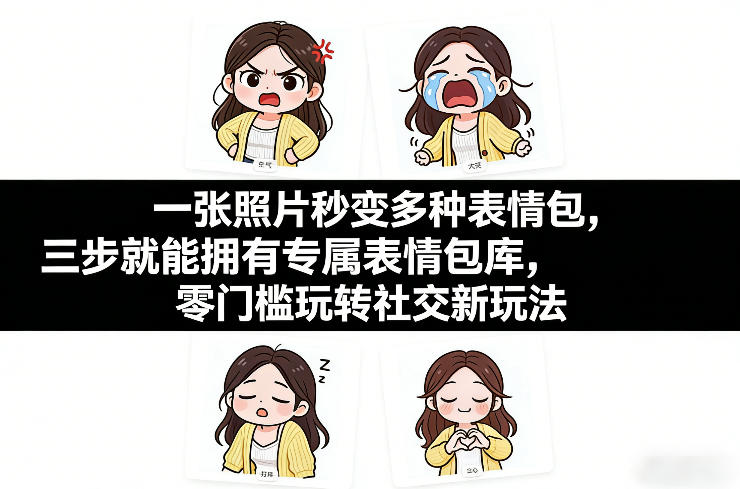 一张照片秒变多种表情包,三步就能拥有专属表情包库,零门槛玩转社交新玩法【文档】