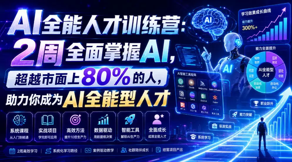 AI全能人才训练营：2周全面掌握AI，超越市面上80%的人，助力你成为AI全能型人才|青心网创站