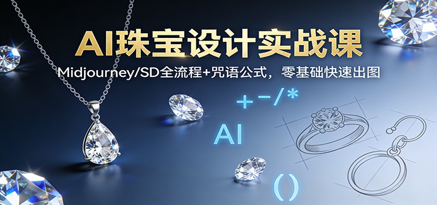 AI珠宝设计实战课：Midjourney/SD全流程+咒语公式，零基础快速出图-青心网创站