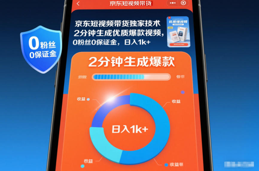 京东短视频带货独家技术,2分钟生成一条优质爆款视频,0粉丝0保证金,日入1k+【揭秘】-青心网创站