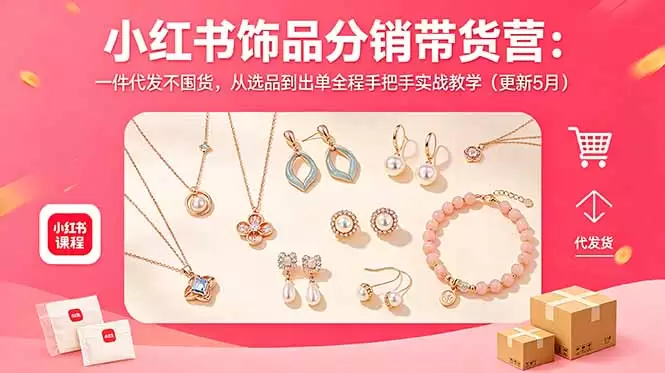 小红书饰品分销带货营：一件代发不囤货，从选品到出单全程手把手实战教学(更新5月|青心网创站