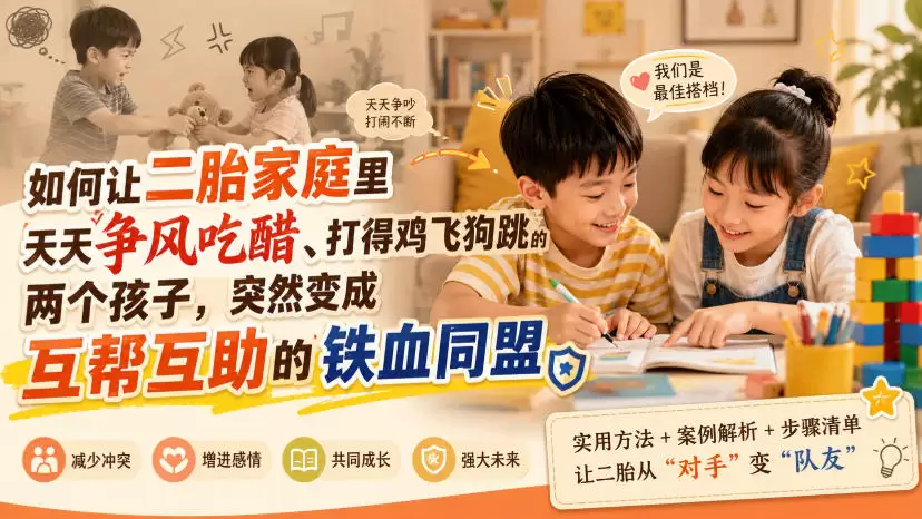 付费文章：如何让二胎家庭里天天争风吃醋、打得鸡飞狗跳的两个孩子，突然变成互帮互助的铁血同盟？|青心网创站