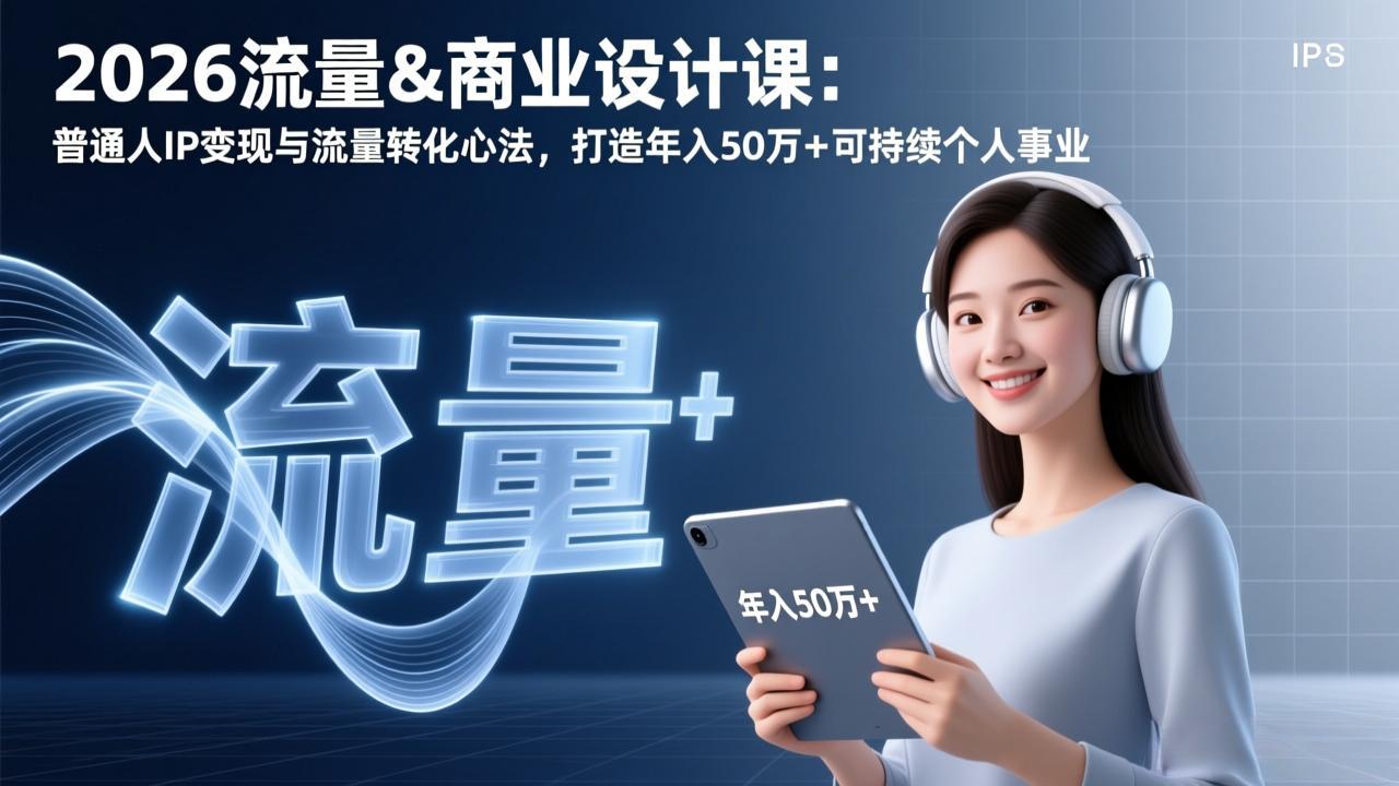 2026流量&商业设计课:普通人IP变现与流量转化心法,打造年入50万+可持续个人事业青心网创青心网创站