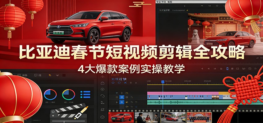 比亚迪春节短视频剪辑全攻略，4大爆款案例实操教学青心网创青心网创站