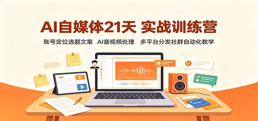 AI自媒体21天实战训练营：账号定位选题文案，AI音视频处理，多平台分发社群自动化教学 - 青心资源站