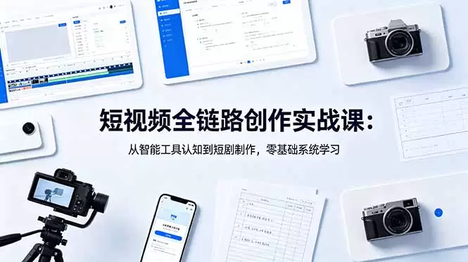 短视频全链路创作实战课：从智能工具认知到短剧制作，零基础系统学习|青心网创站