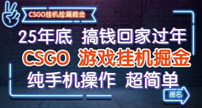 （16343期）25年底搞钱回家过年，CSGO游戏挂机掘金，纯手机操作超简单-青心网创站