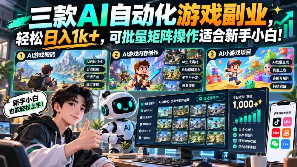 （20699期）三款长期稳定AI自动化游戏，日入千元，毫无保留的全部教给你！ - 青心资源站
