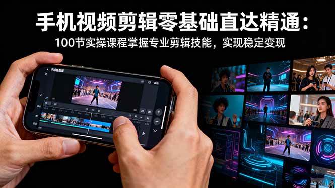 (16466期)手机视频剪辑零基础直达精通:100节实操课程掌握专业剪辑技能,实现稳…-青心网创站