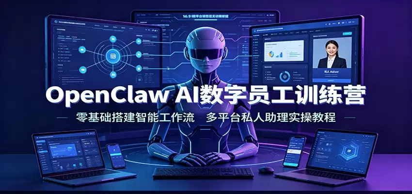 OpenClaw AI数字员工训练营：零基础搭建智能工作流，多平台私人助理实操教程|青心网创站
