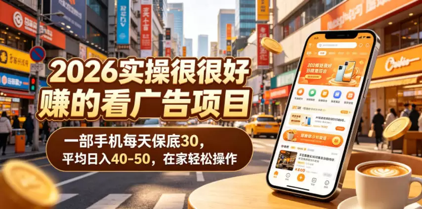 2026实操很好賺的看广告项目，一部手机每天保底30，平均日入40-50，在家轻松操作【揭秘】|青心网创站