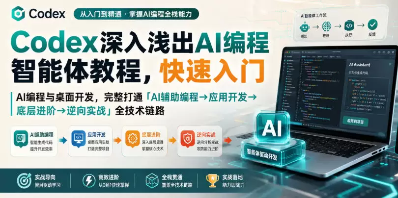 Codex深入浅出AI编程智能体教程，快速入门AI编程与桌面开发，打通「AI辅助编程→应用开发→底层进阶→逆向实战」全技术链路 - 青心资源站
