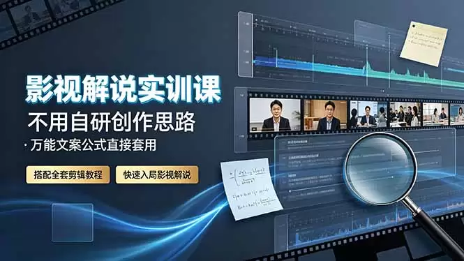 影视解说实训课：不用自研创作思路，万能文案公式直接套用，搭配全套剪辑教程，快速入局影视解说|青心网创站
