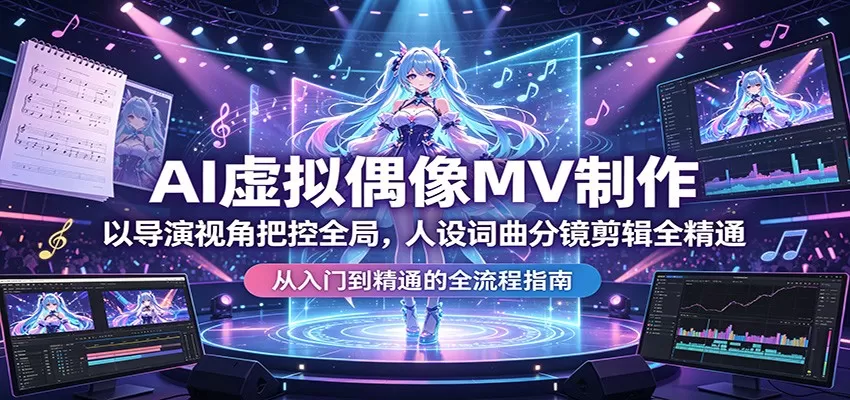 AI虚拟偶像MV制作：以导演视角把控全局，人设词曲分镜剪辑全精通|青心网创站