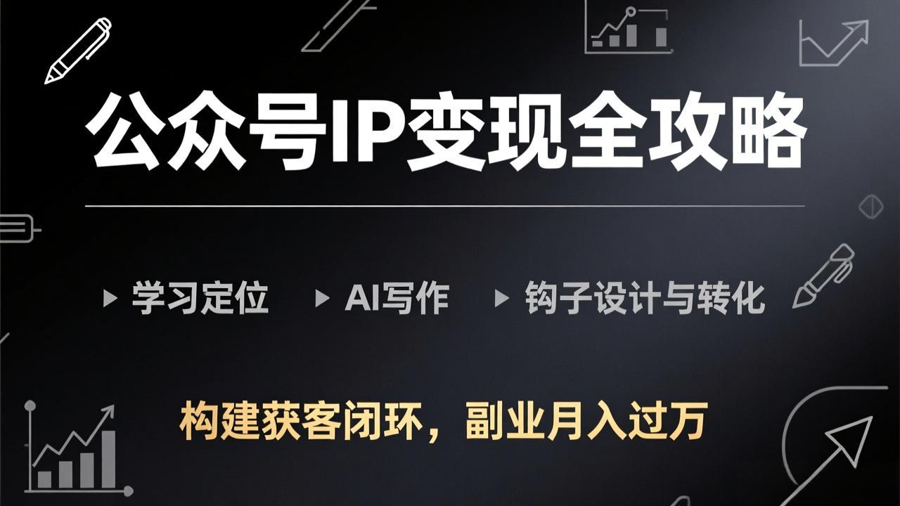 公众号IP变现全攻略-更新，学习定位、AI写作、钩子设计与转化，构建获客闭环，副业月入过万青心网创青心网创站