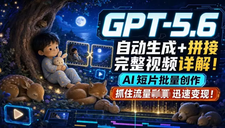 GPT-5.6自动生成＋拼接完整视频详解，AI短片批量创作，抓住流量迅速变现！|青心网创站