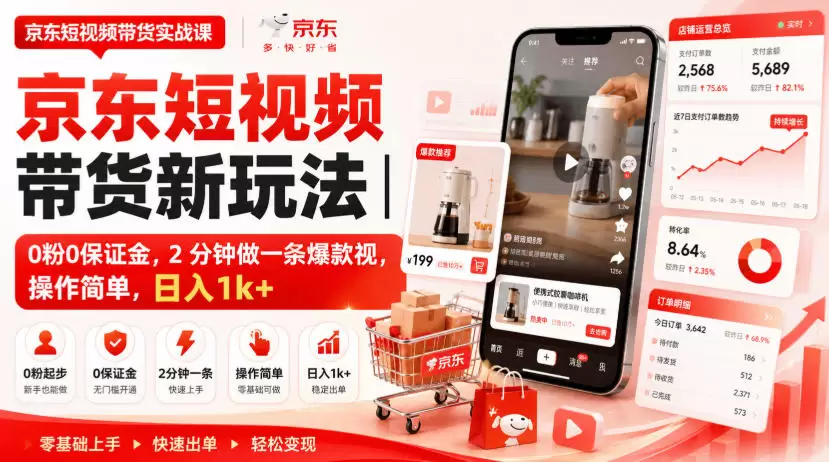 京东短视频带货新玩法｜0粉0保证金，2分钟做一条爆款视，操作简单，日入1k+【揭秘】|青心网创站