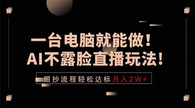 一台电脑就能做！AI不露脸直播玩法，照抄流程轻松达标月入2W+|青心网创站