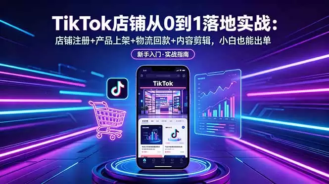 TikTok店铺从0到1落地实战：店铺注册+产品上架+物流回款+内容剪辑，小白也能出单|青心网创站