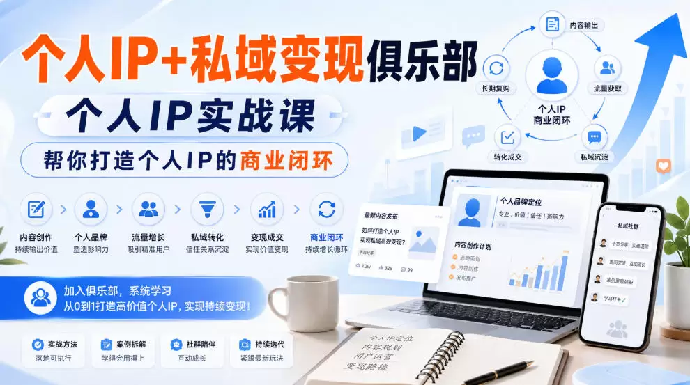 个人IP+私域变现俱乐部，个人IP实战课，帮你打造个人IP的商业闭环 - 青心资源站