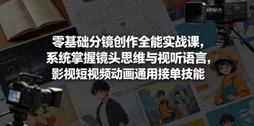 零基础分镜创作全能实战课，系统掌握镜头思维与视听语言，影视短视频动画通用接单技能|青心网创站