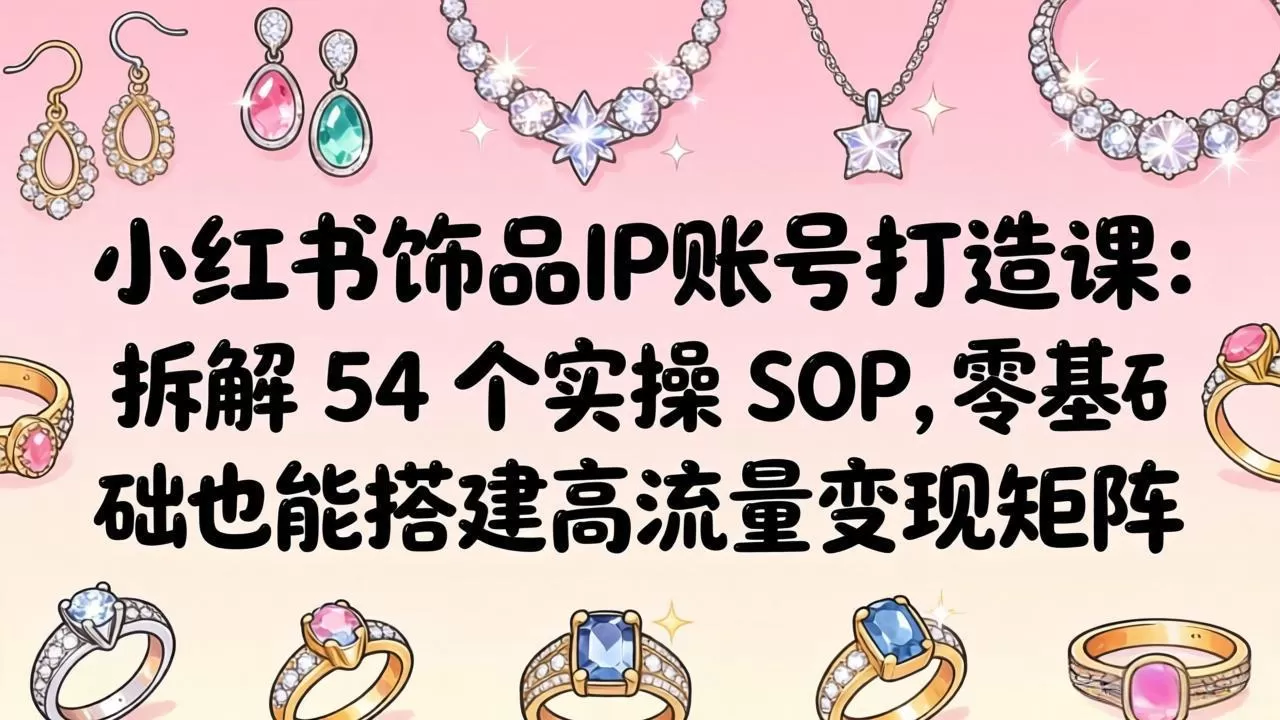 小红书饰品IP账号打造课：拆解 54 个实操 SOP，零基础也能搭建高流量变现矩阵|青心网创站