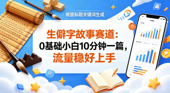公众号流量主——生僻字故事赛道，流量稳，好上手，0基础小白也能10分钟一篇|青心网创站