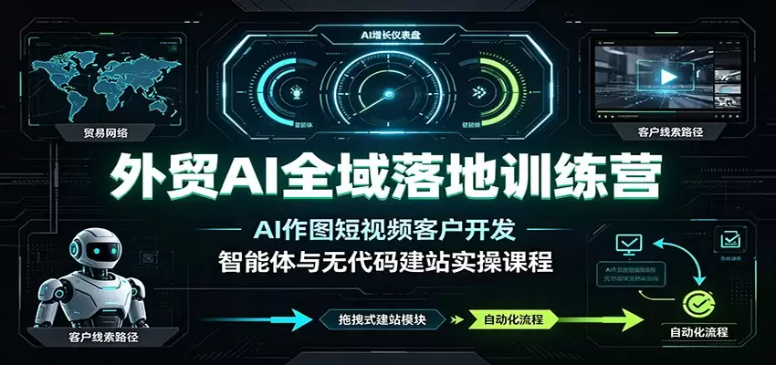 外贸AI全域落地训练营：AI作图短视频客户开发，智能体与无代码建站实操课程|青心网创站