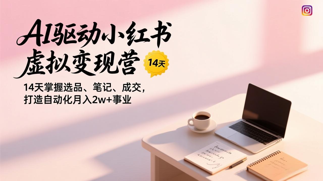 AI驱动小红书虚拟变现营,14天掌握选品、笔记、成交,打造自动化月入2w+事业青心网创青心网创站