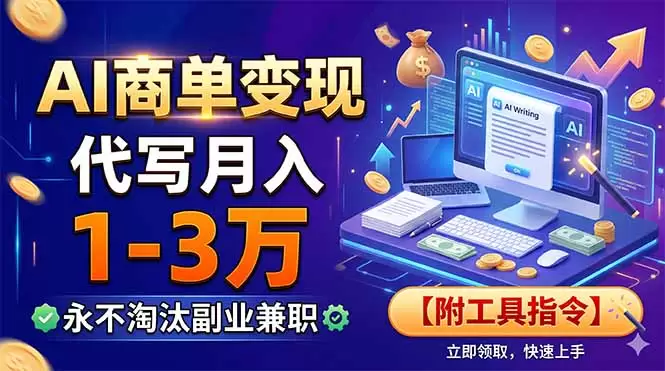 AI商单变现，靠代写月入1-3万，永不淘汰副业兼职【附工具指令】|青心网创站
