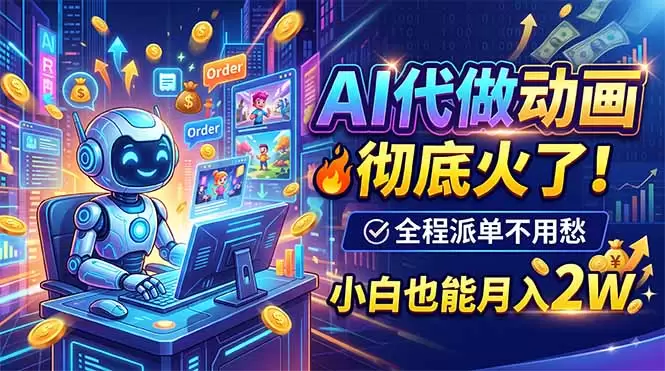 AI代做动画，彻底火了！全程派单不用愁，小白也能月入2W|青心网创站