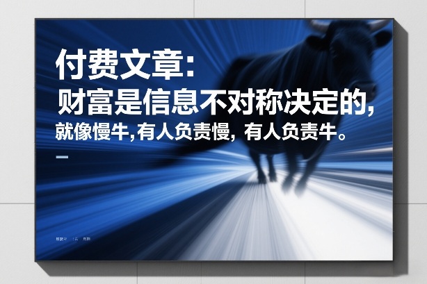 付费文章：财富是信息不对称决定的，就像慢牛，有人负责慢，有人负责牛青心网创青心网创站