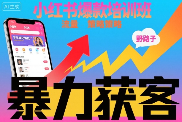 小红书爆款培训班，小红书获客野路子流量打法，暴力持续获客-青心网创站