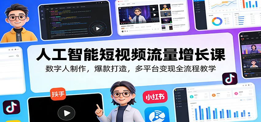 人工智能短视频流量增长课:数字人制作,爆款打造,多平台变现全流程教学|青心网创站
