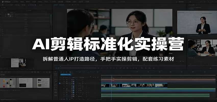 AI剪辑标准化实操营：拆解普通人IP打造路径，手把手实操剪辑，配套练习素材|青心网创站