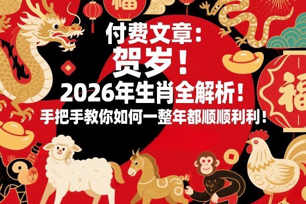 付费文章：贺岁！2026年生肖全解析！手把手教你如何一整年都顺顺利利！青心网创青心网创站