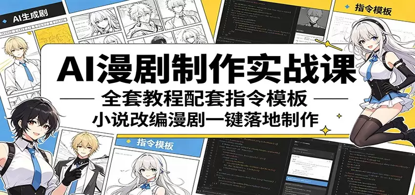 AI漫剧制作实战课：全套教程配套指令模板，小说改编漫剧一键落地制作|青心网创站