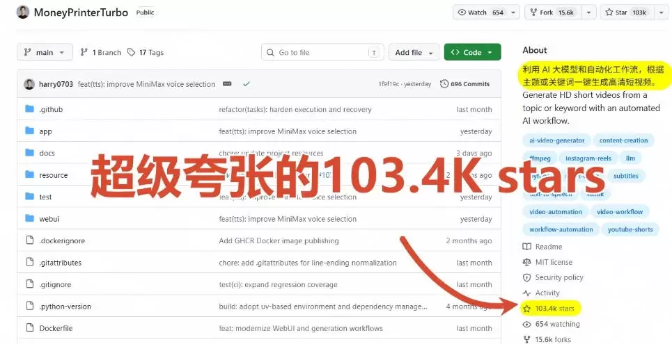 Github上103.4k stars项目!AI自动生成短视频工具,输入主题即可生成文案配音字幕MoneyPrinterTurbo Github上103.4k stars项目!AI自动生成短视频工具,输入主题即可生成文案配音字幕MoneyPrinterTurbo