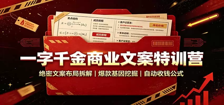 一字千金商业文案特训营：绝密文案布局拆解，爆款基因挖掘，自动收钱公式 - 青心资源站