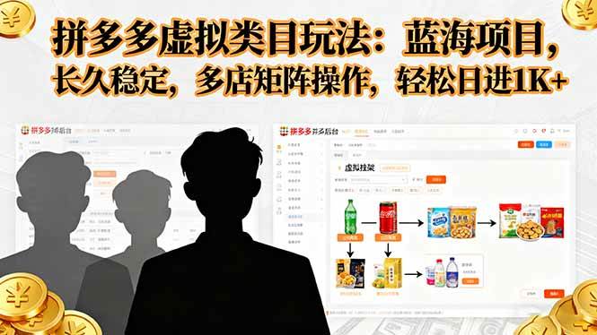 (16236期)拼多多虚拟类目玩法,蓝海项目,长久稳定,多店矩阵操作,轻松日进1K+-青心网创站
