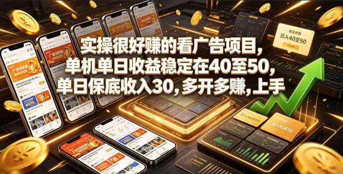 实操很好賺的看广告项目，单机单日收益稳定在40至50，单日保底收入30，多开多賺，上手就能变现【揭秘】|青心网创站