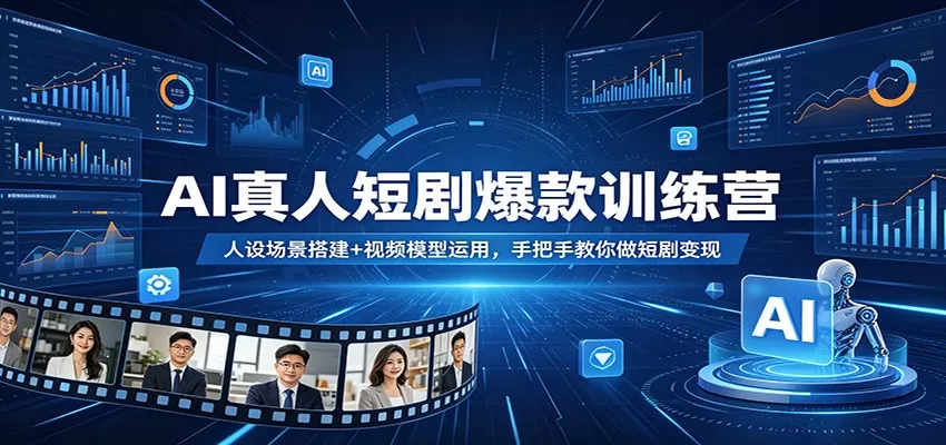 AI真人短剧爆款训练营：人设场景搭建+视频模型运用，手把手教你做短剧变现|青心网创站