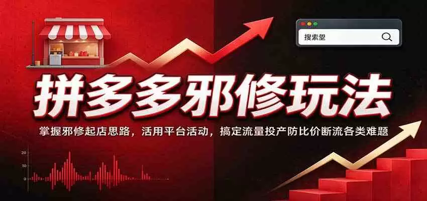 拼多多邪修玩法：掌握邪修起店思路，活用平台活动，搞定流量投产防比价断流各类难题 - 青心资源站