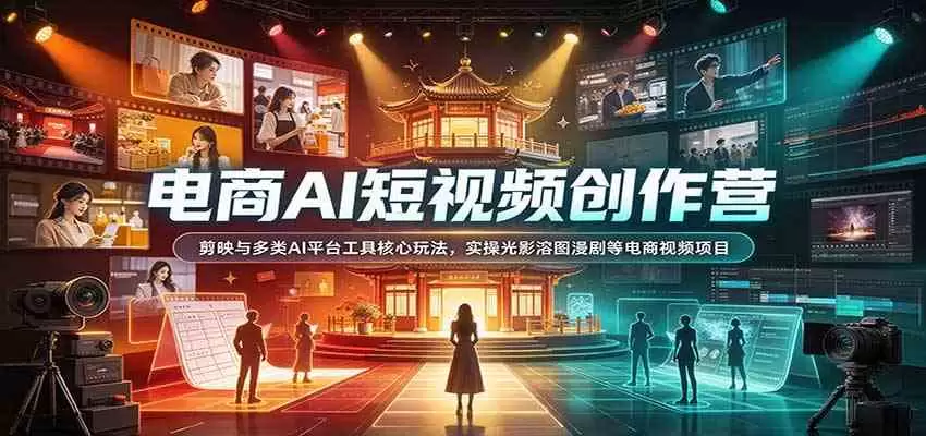 电商AI短视频创作营：剪映与多类AI平台工具核心玩法，实操光影溶图漫剧等电商视频项目 - 青心资源站