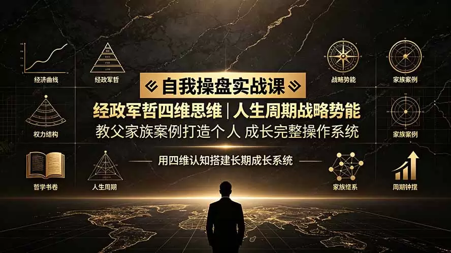 自我操盘实战课：经政军哲四维思维｜人生周期战略势能｜教父家族案例打造个人成长完整操作系统|青心网创站