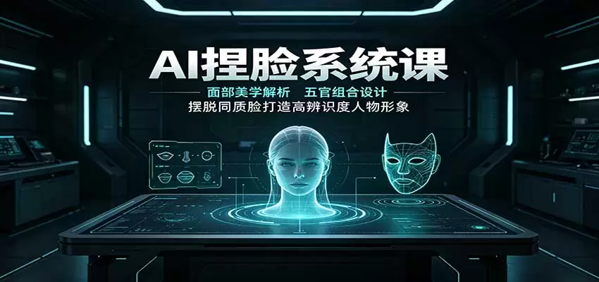 AI捏脸系统课：面部美学解析，五官组合设计，摆脱同质脸打造高辨识度人物形象 - 青心资源站