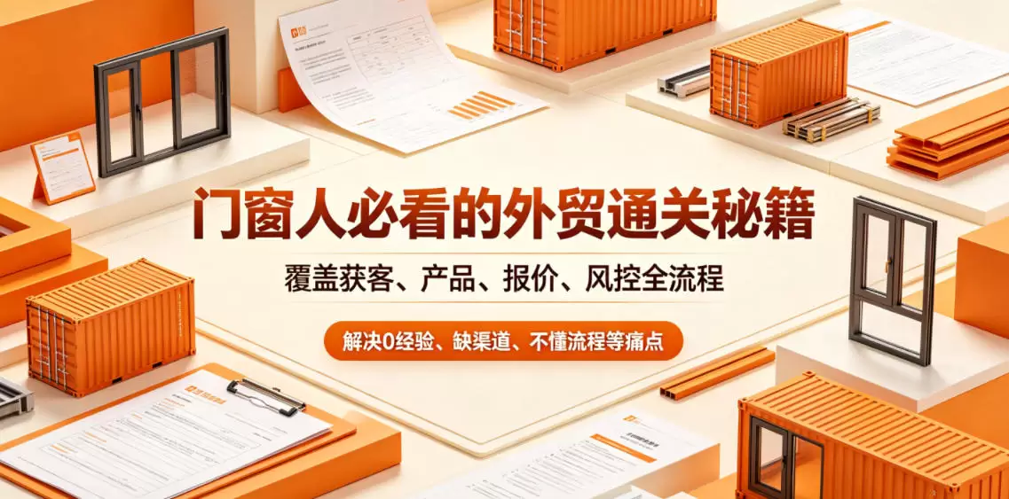 门窗人必看的外贸通关秘籍，块覆盖获客、产品、报价、风控全流程，解决0经验、缺渠道、不懂流程等痛点|青心网创站