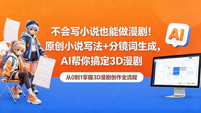 不会写小说也能做漫剧！原创小说写法+分镜词生成，AI帮你搞定3D漫剧|青心网创站