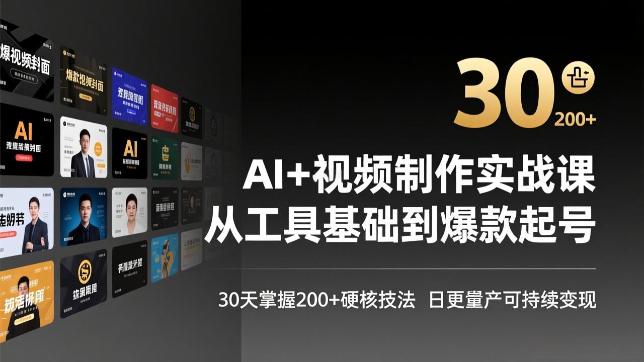 AI+视频制作实战班-3月更新：从工具基础到爆款起号，30天掌握200+硬核技法，日更量产可持续变现青心网创青心网创站